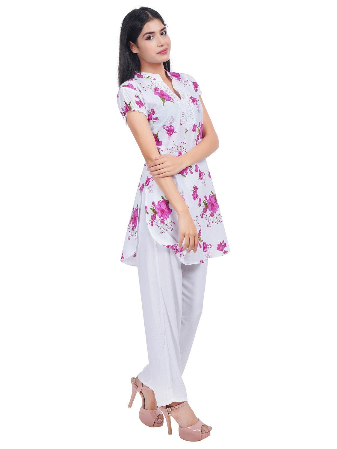 Trendzmy Women Purple Pink Printed Straight Kurta Pack Of 2