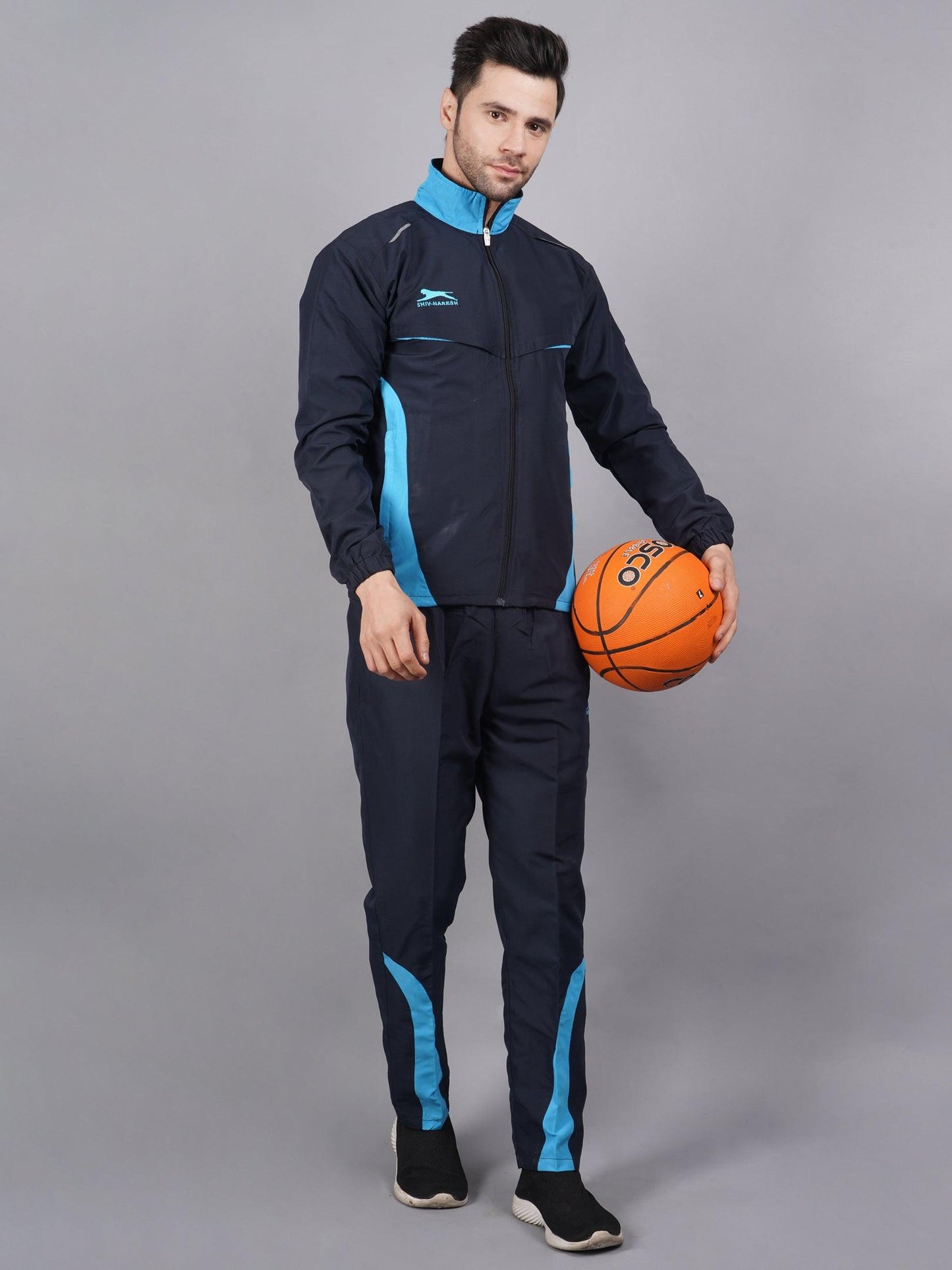 Men 422A NAVY/CYAN T.P Navy and cyan blue Ultra-boost tracksuit XXL