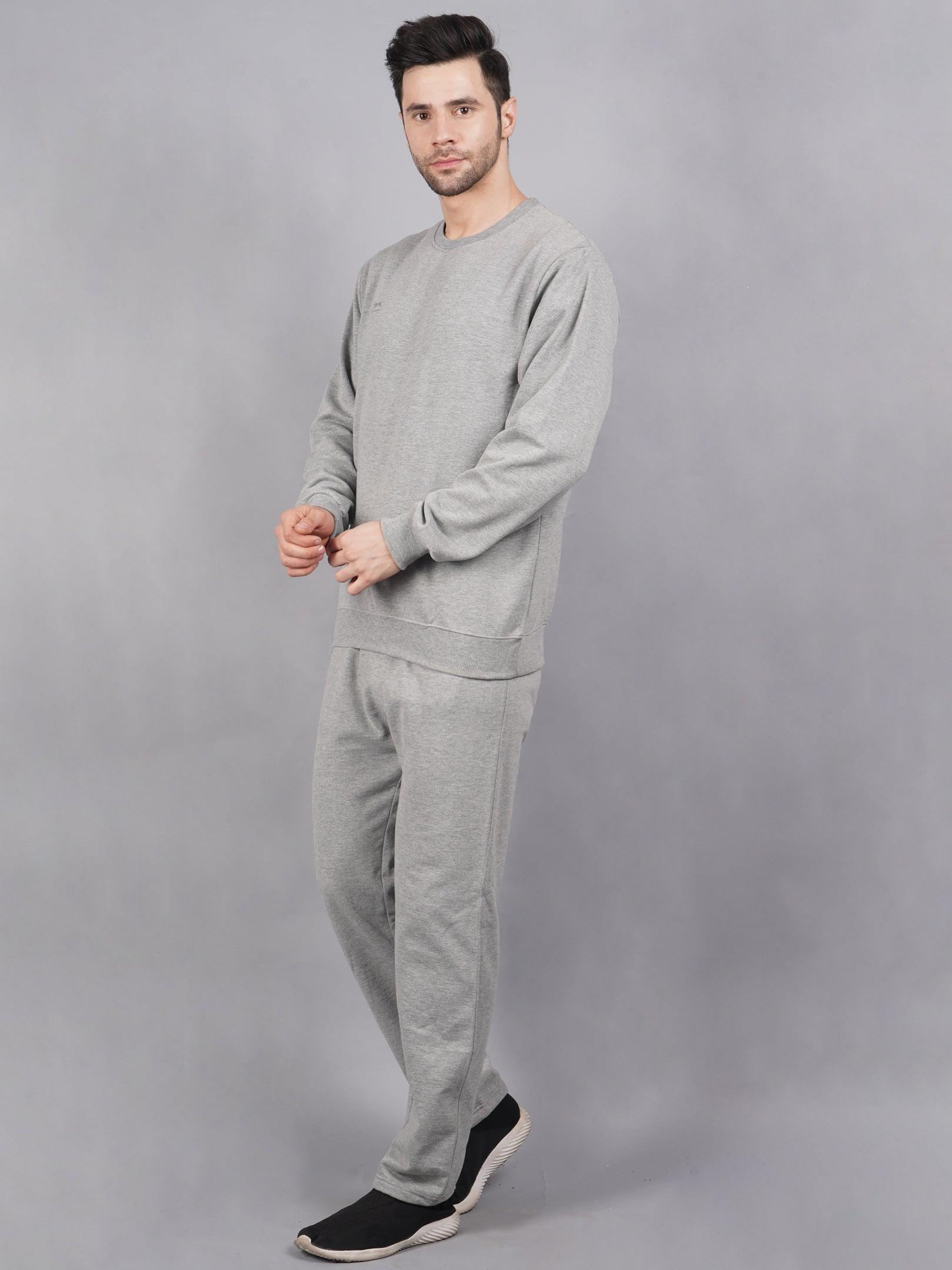 WOOL Grey Full Sleeves Round Neck Men Top – Pyjama Set Thermal