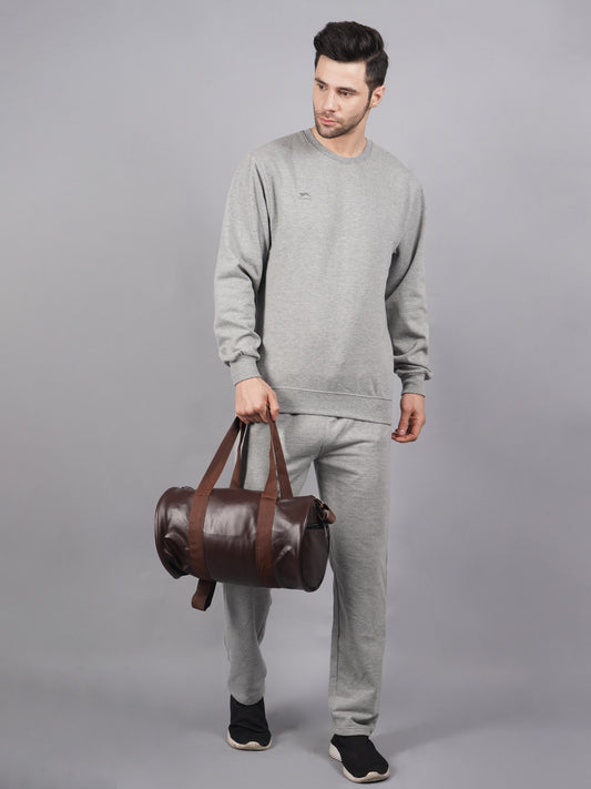 WOOL Grey Full Sleeves Round Neck Men Top – Pyjama Set Thermal