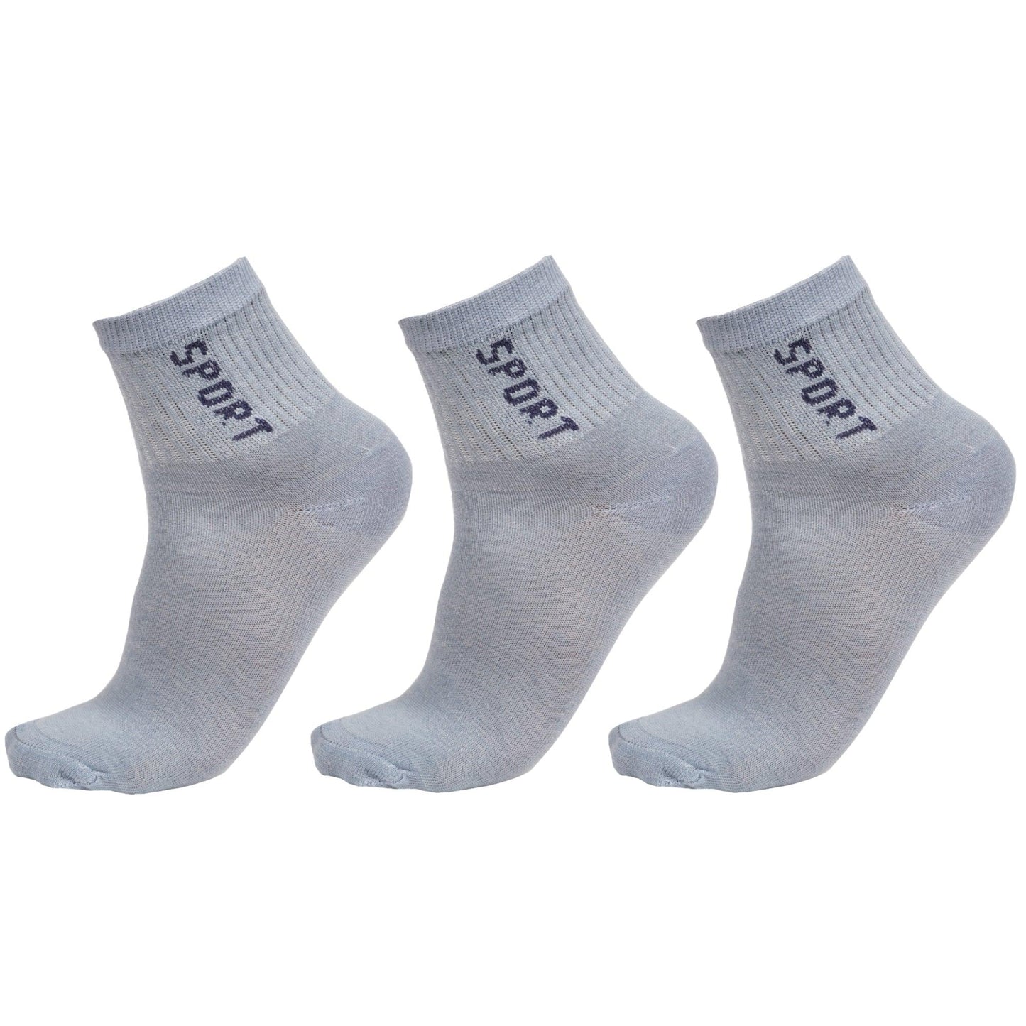 Unisex Grey Casual Cotton Socks (Pack of 3*2) Default Title