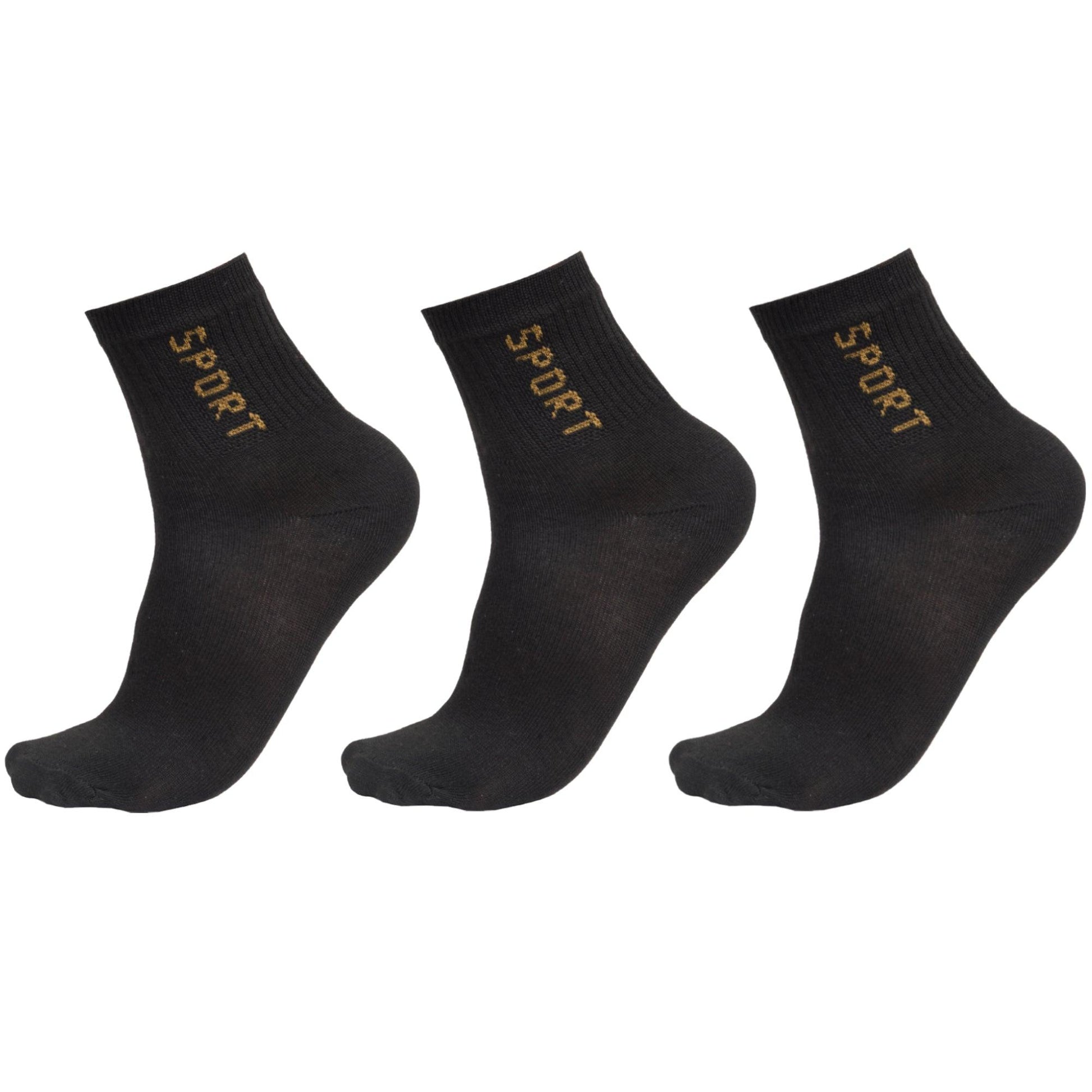 Unisex Black Casual Cotton Socks (Pack of 3*2) Default Title