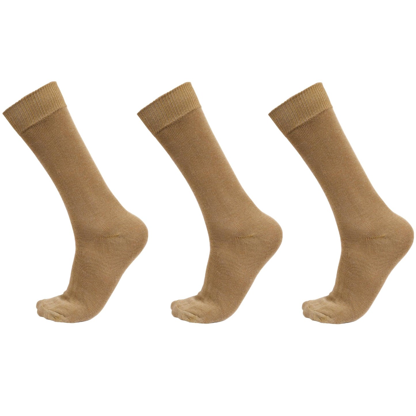 Unisex Khaki Plain Casual Cotton Socks (Pack of 3*2) Default Title