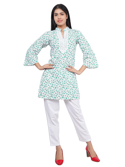 Trendzmy Women Green Floral Printed Straight Kurta XXXL