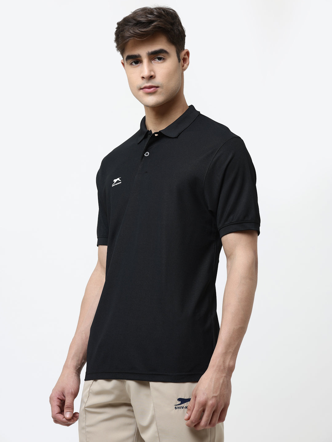 Men Black Polo Collar T-shirt