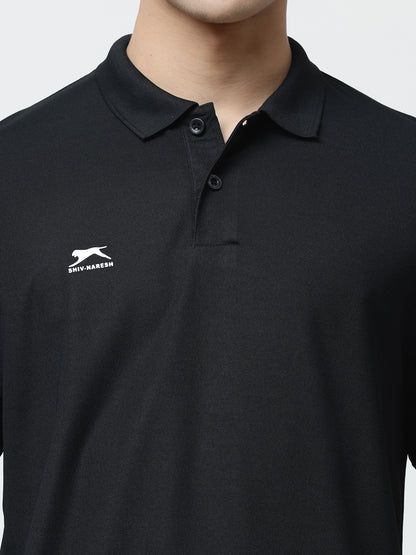 Men Black Polo Collar T-shirt