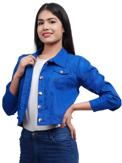 Trendzmy Full Sleeve Black Blue Solid Women Jacket