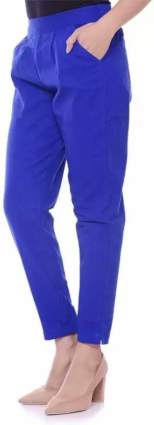 Singhania Women's Royal Blue Plain Pant Palazzo