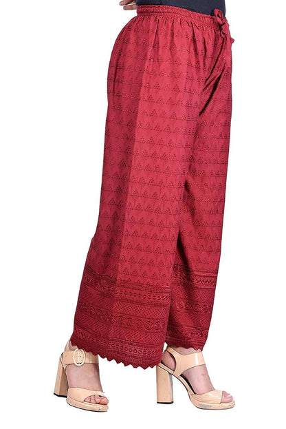 Singhania Woman's Cotton Chiken Plazzo Maroon