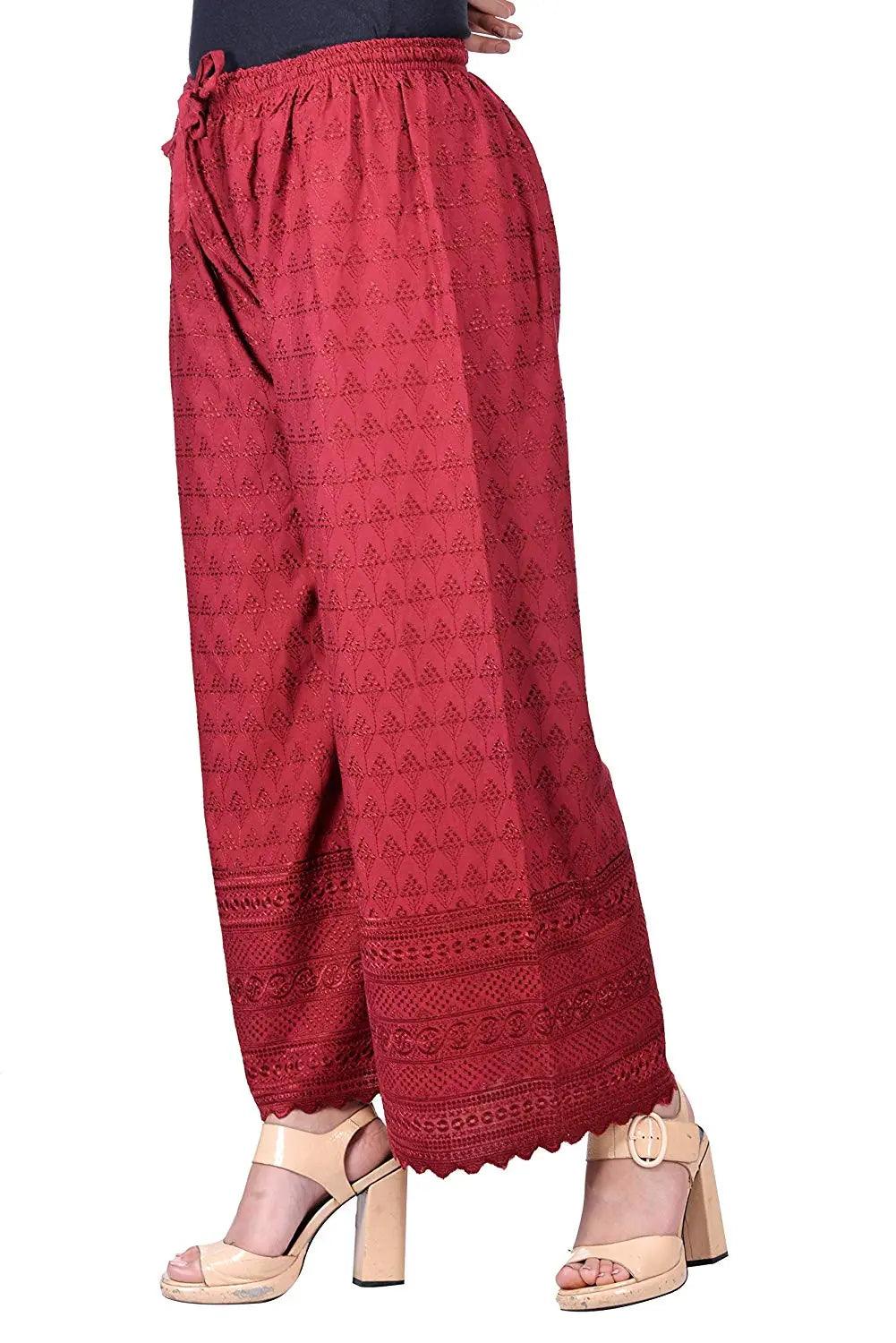 Singhania Woman's Cotton Chiken Plazzo Maroon