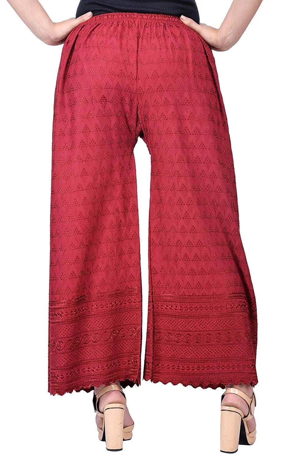 Singhania Woman's Cotton Chiken Plazzo Maroon