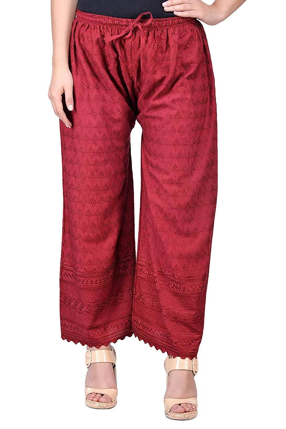 Singhania Woman's Cotton Chiken Plazzo Maroon