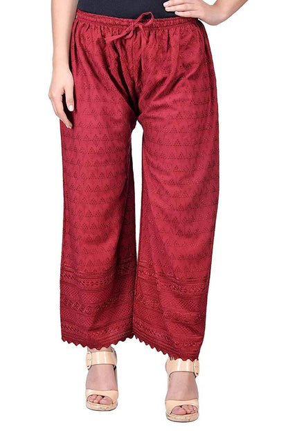 Singhania Woman's Cotton Chiken Plazzo Maroon