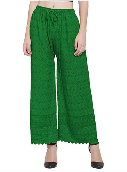 Singhania Woman's Cotton Chiken Plazzo Green Default Title