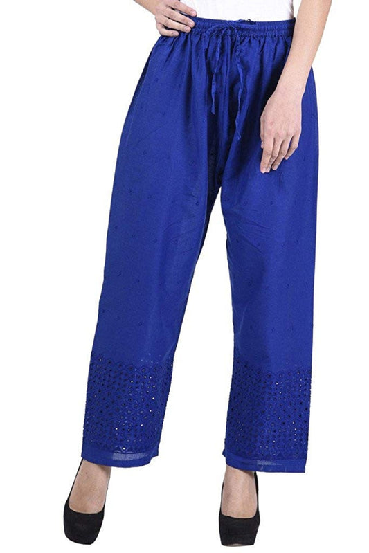 Singhania Woman's Royal Blue Reyon Chiken Embroidery Plazzo TRENDZMY