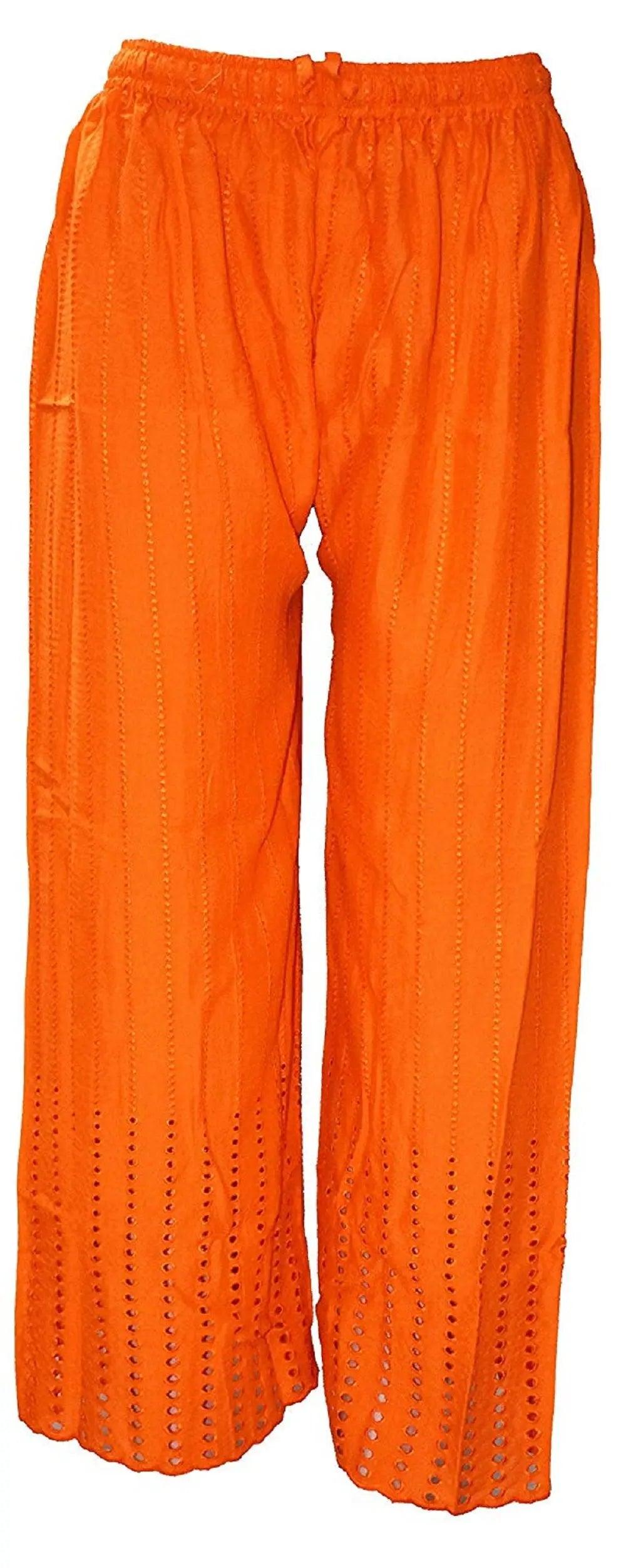 Singhania Women's Orange Chicken Rayon Palazzo Flaired Pants wrinkle free Default Title