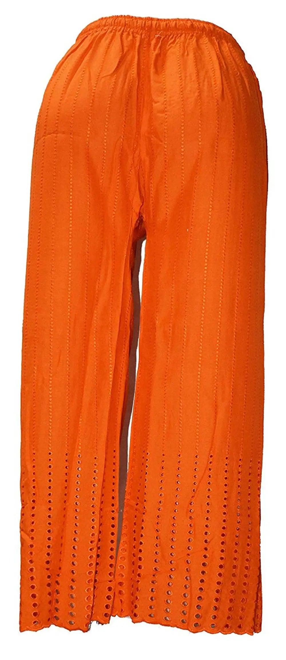 Singhania Women's Orange Chicken Rayon Palazzo Flaired Pants wrinkle free