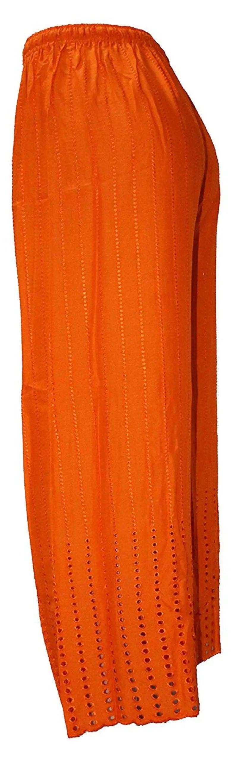 Singhania Women's Orange Chicken Rayon Palazzo Flaired Pants wrinkle free