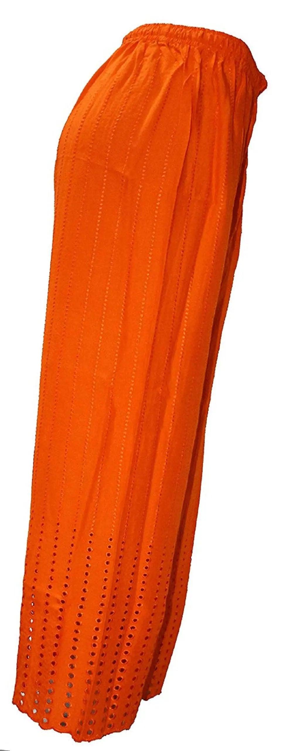 Singhania Women's Orange Chicken Rayon Palazzo Flaired Pants wrinkle free