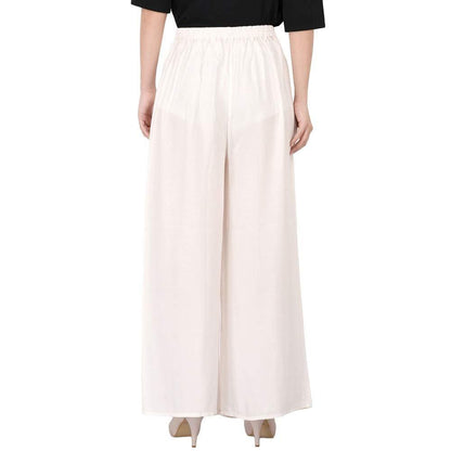 Trendzmy Woman's Rayon Plain White Palazzo