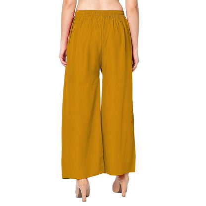 Trendzmy Woman's Rayon Plain Mustard Palazzo