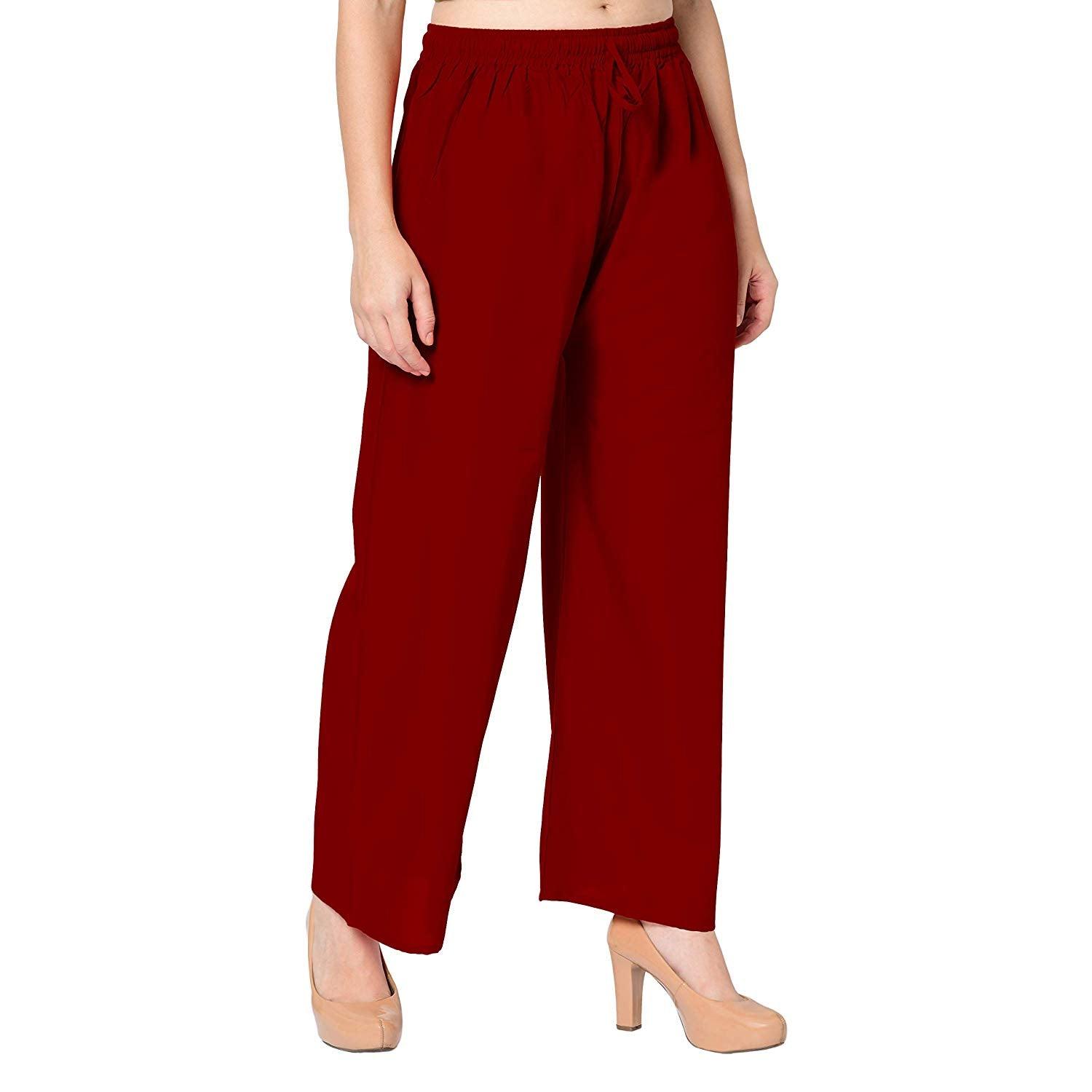 Trendzmy Woman's Rayon Plain Maroon Palazzo