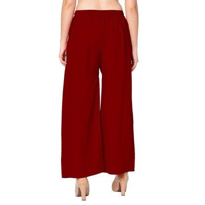 Trendzmy Woman's Rayon Plain Maroon Palazzo