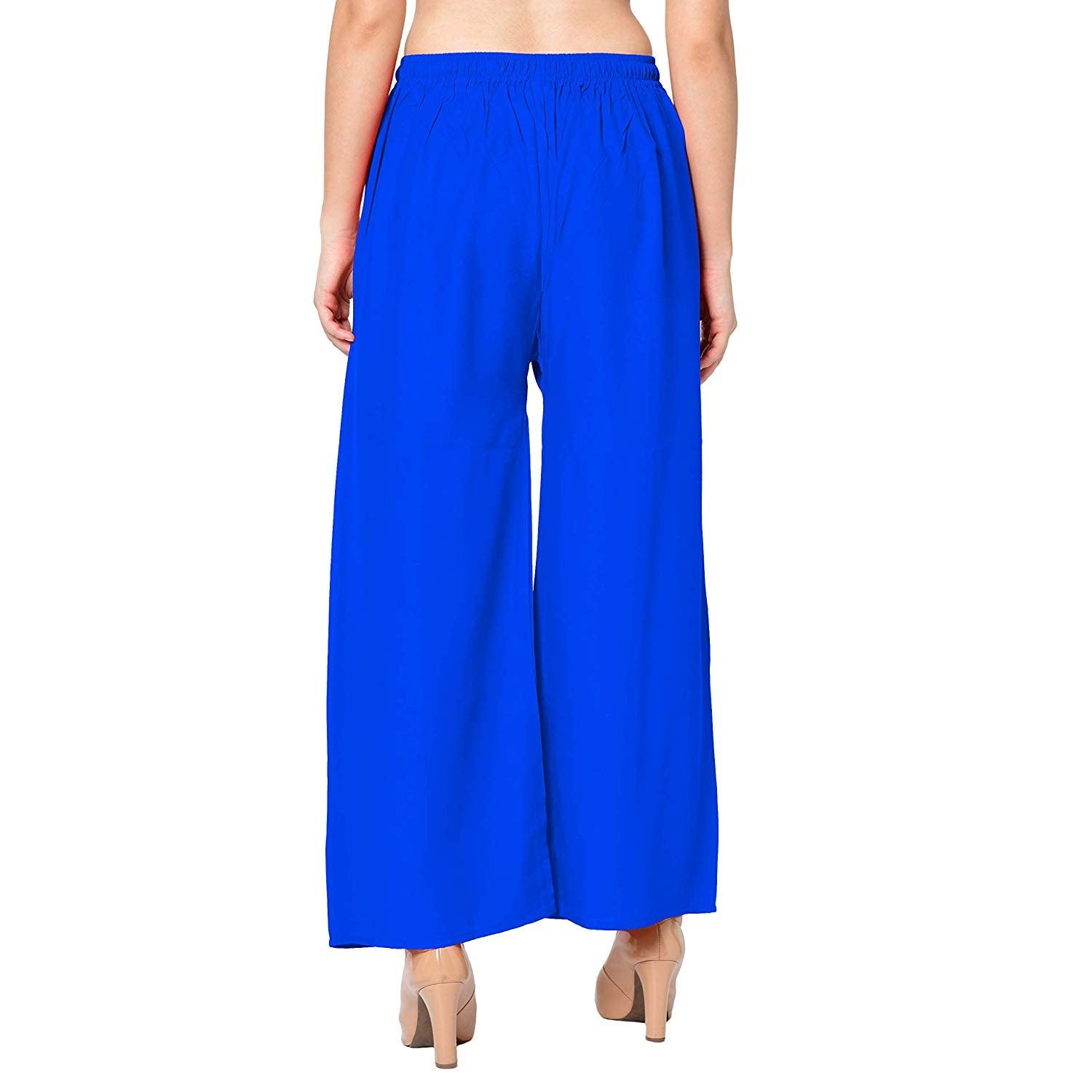 Trendzmy Woman's Rayon Plain Blue Palazzo