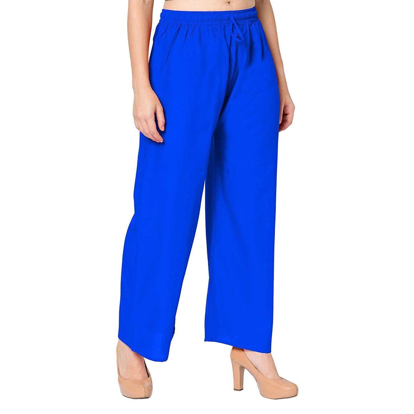 Trendzmy Woman's Rayon Plain Blue Palazzo