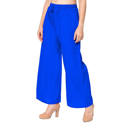 Trendzmy Woman's Rayon Plain Blue Palazzo