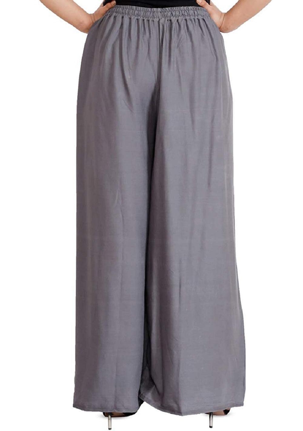 Trendzmy Woman's Rayon Plain Grey Palazzo