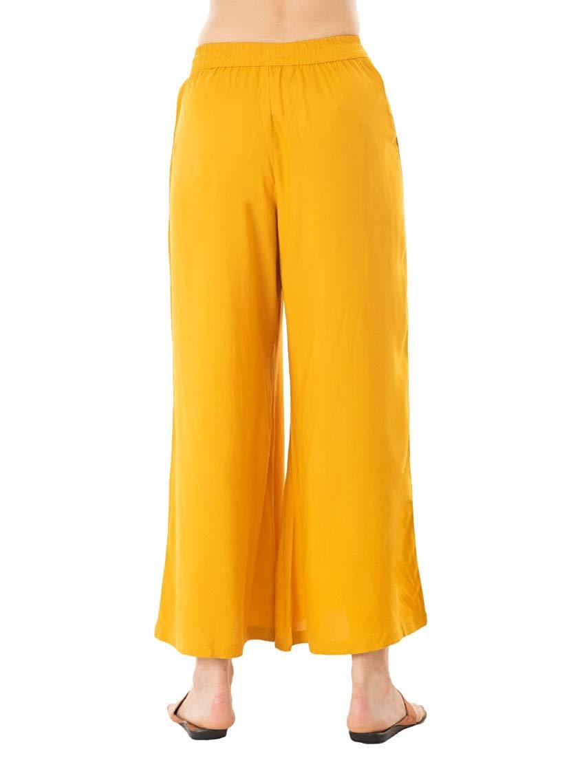 Trendzmy Woman's Rayon Plain Yellow Palazzo