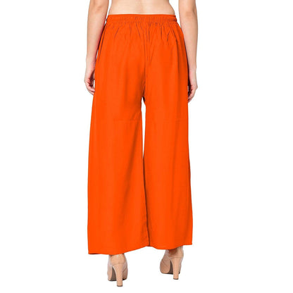 Trendzmy Woman's Rayon Plain Orange Palazzo