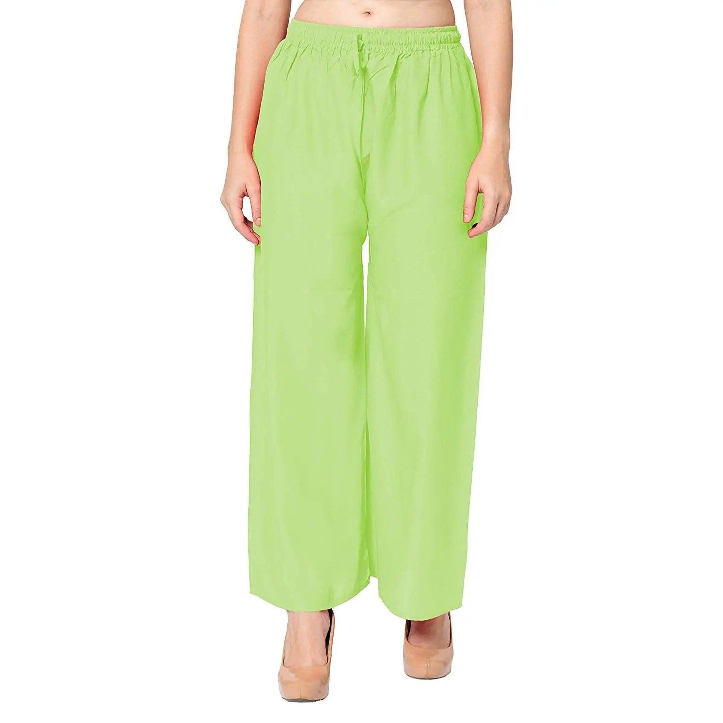 Singhania Women's Perrot Green Plain Rayon Palazzo Default Title