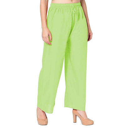 Singhania Women's Perrot Green Plain Rayon Palazzo