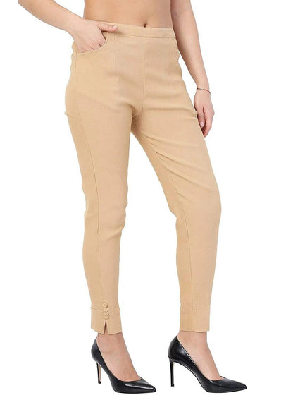 Singhania Women's Beige Plain Pant Palazzo