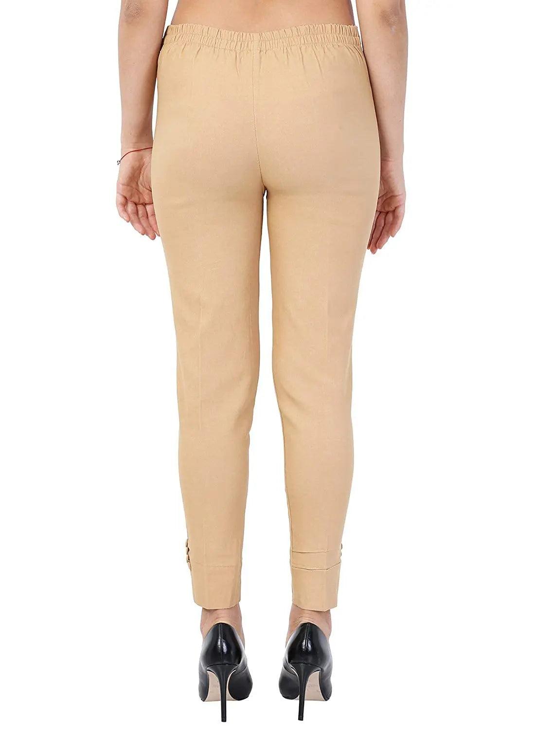 Singhania Women's Beige Plain Pant Palazzo