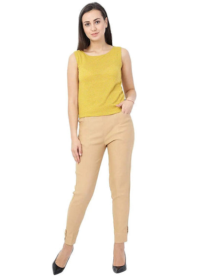 Singhania Women's Beige Plain Pant Palazzo