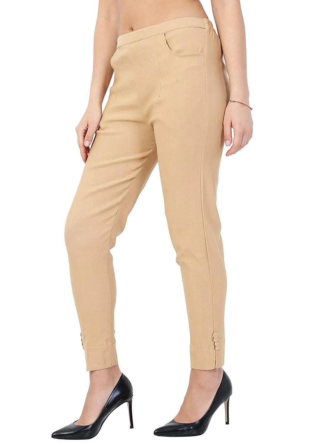 Singhania Women's Beige Plain Pant Palazzo