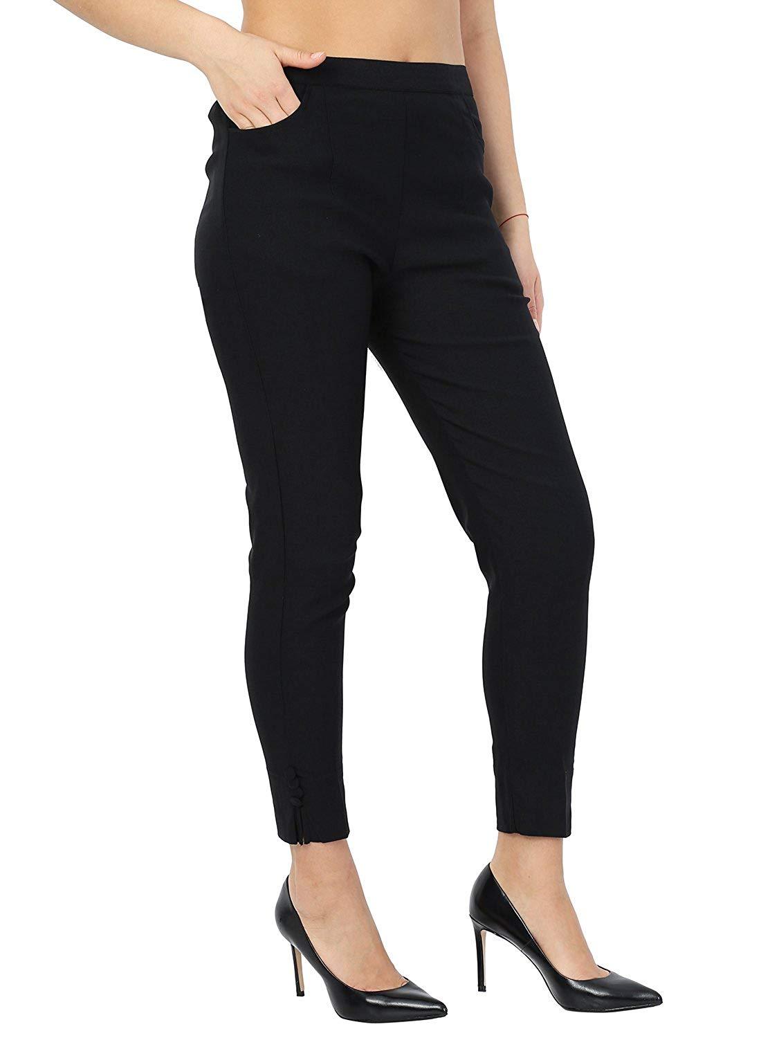 Trendzmy Woman's Rayon Plain Black Pant Palazzo