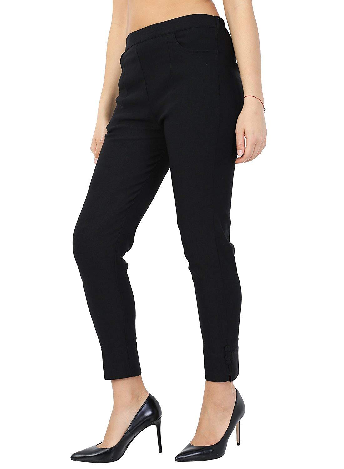 Trendzmy Woman's Rayon Plain Black Pant Palazzo