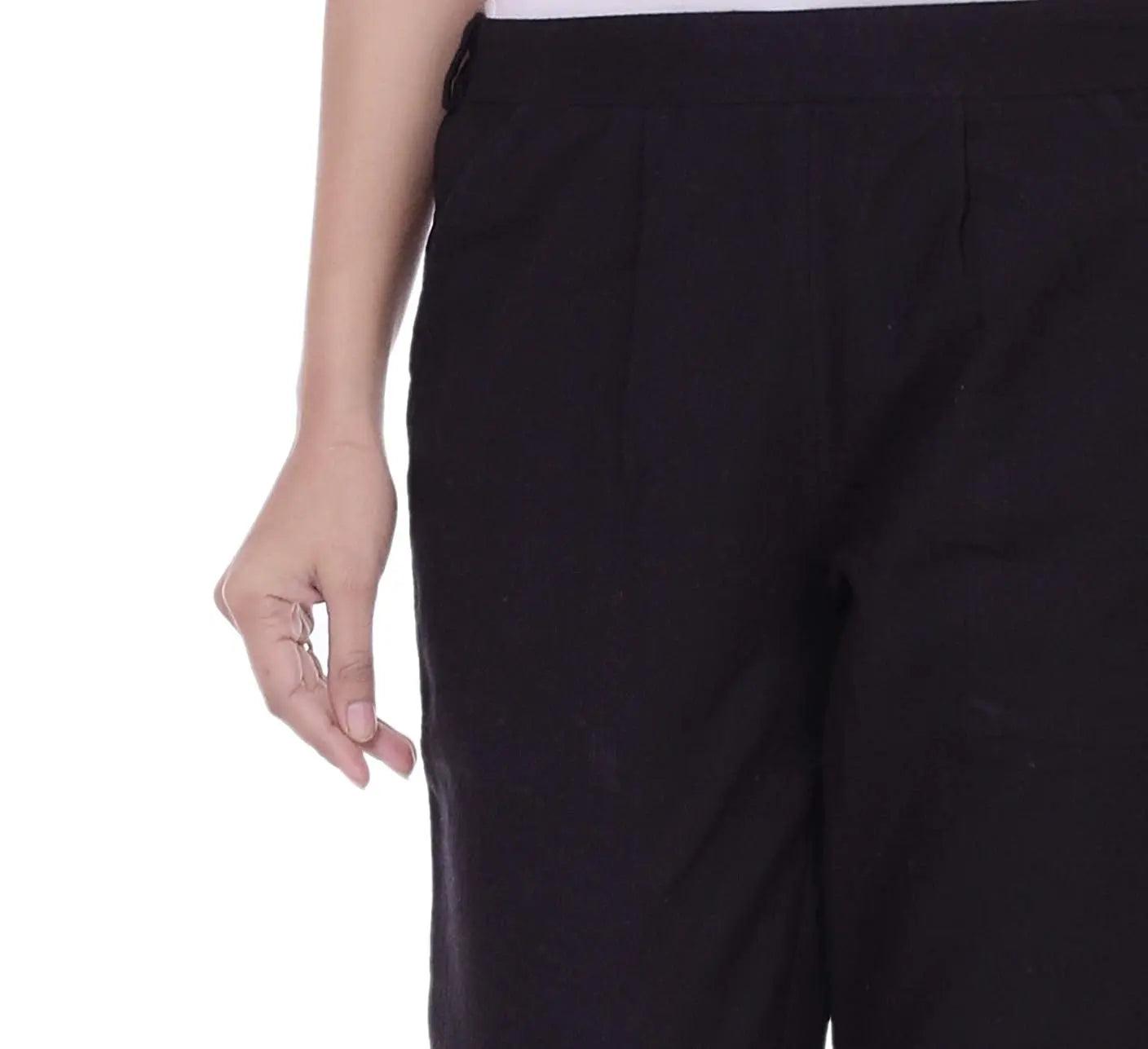 Singhania Women's Black Plain Pant Palazzo