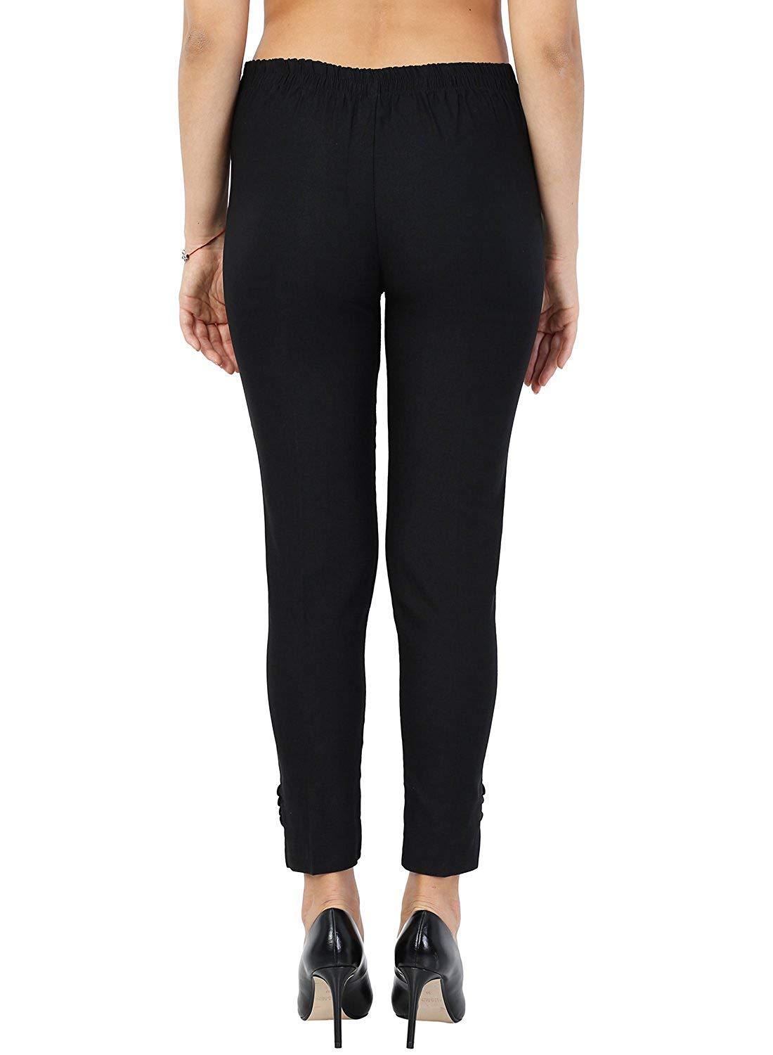 Trendzmy Woman's Rayon Plain Black Pant Palazzo