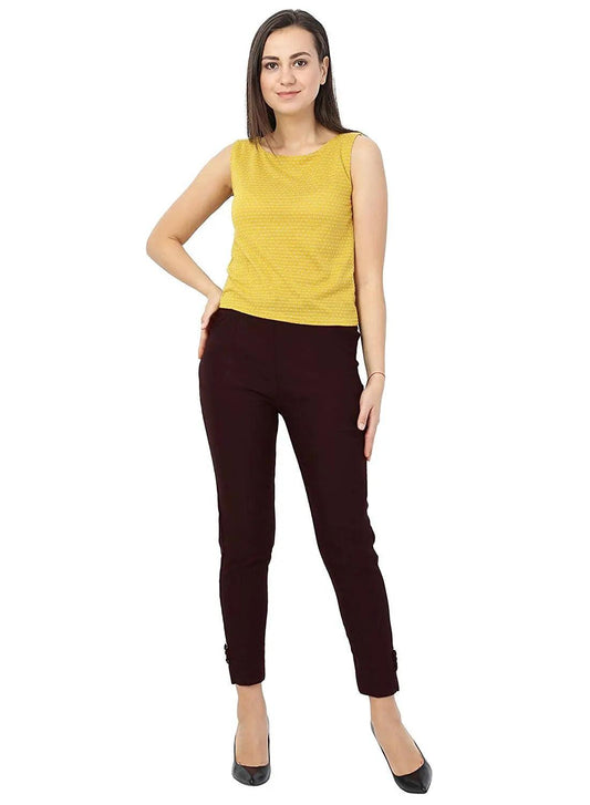 Singhania Women's Brown Plain Pant Palazzo Default Title