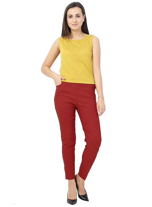 Singhania Women's Maroon Plain Pant Palazzo