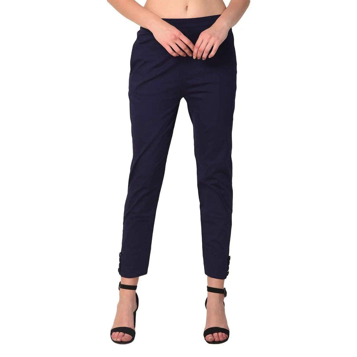 Singhania Women's Navy Plain Pant Palazzoa