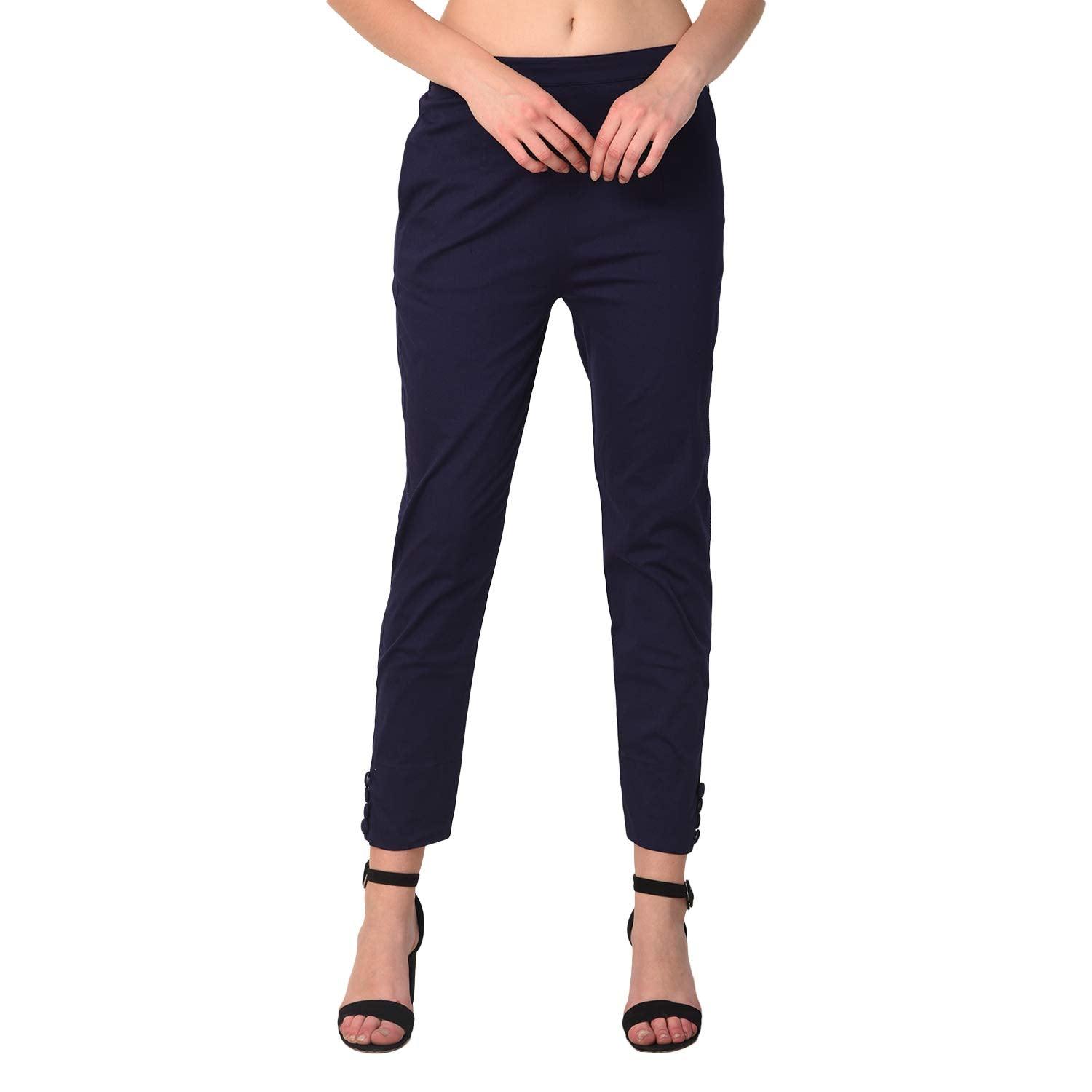 Trendzmy Woman's Rayon Plain Navy Blue Pant Palazzo