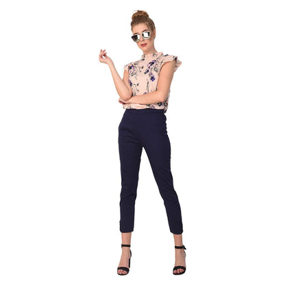 Trendzmy Woman's Rayon Plain Navy Blue Pant Palazzo