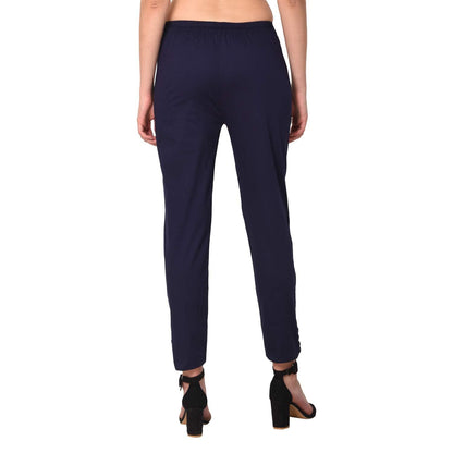 Trendzmy Woman's Rayon Plain Navy Blue Pant Palazzo