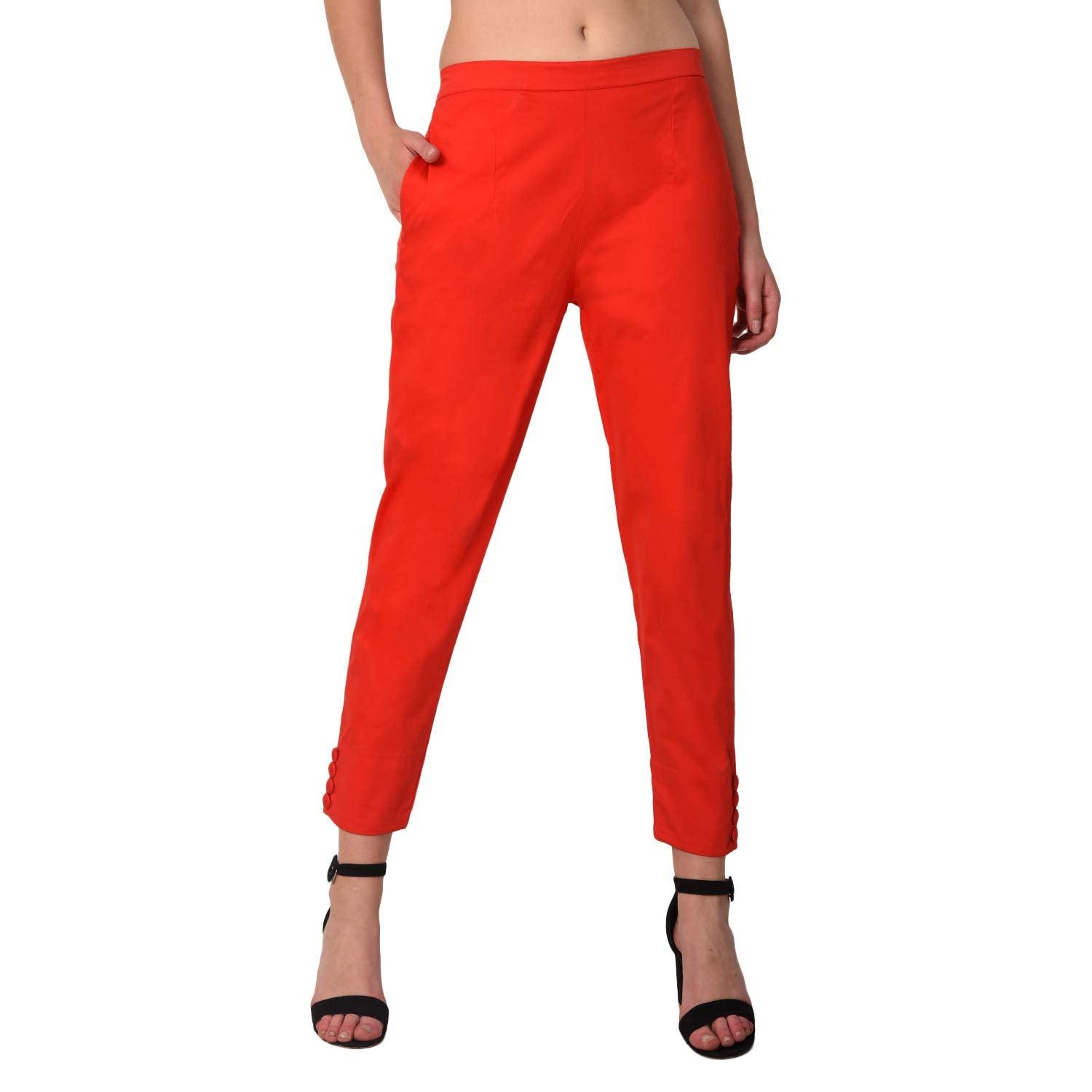 Trendzmy Woman's Rayon Plain Orange Pant Palazzo